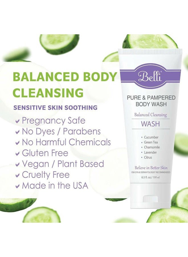 Belli Skincare Pure and Pampered Body Wash, Moisturizing Skin Cleanser, Contains Cucumber Green Tea Extracts, For All Skin Types, Dermatologist recommended, 6.5 Oz - Image 3