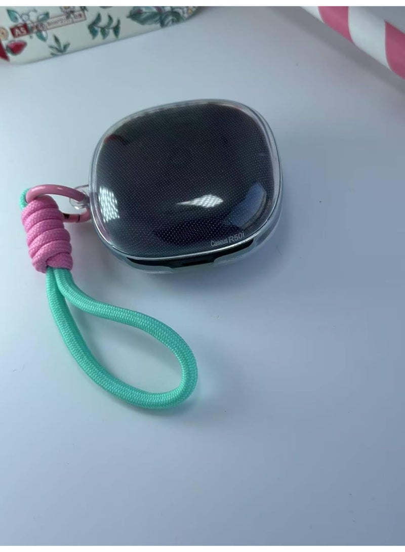 Clear Silicone Case for Soundcore by Anker R50i Case With Rope,Cover, Protective Skin by Anker R50i Headphones Headset (Clear with Rope) (EARBUDS NOT INCLUDED) (MintGreen Pink) - Image 2