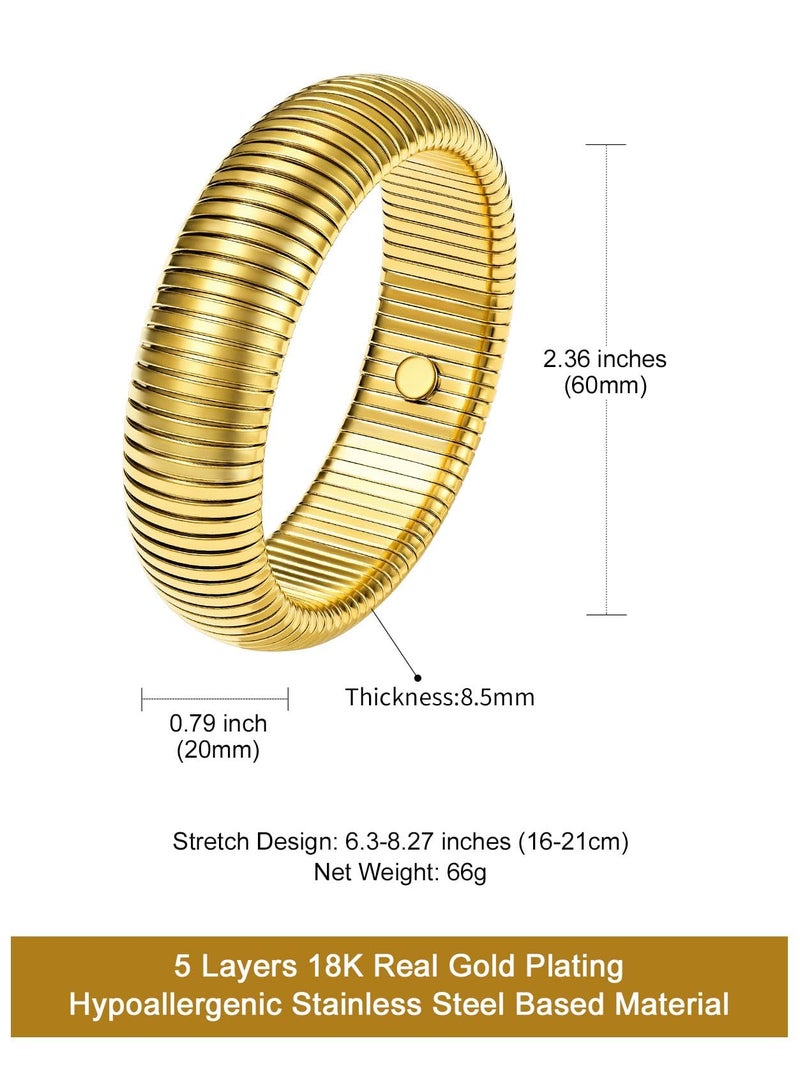 KeyStyle Bangle Bracelets for Women, Stainless Steel Stretch Bracelet Flexible Wide Link Chain Gold Wristband GoldChic Twisted Jewelry, 10mm, 16mm, 20mm - Image 4