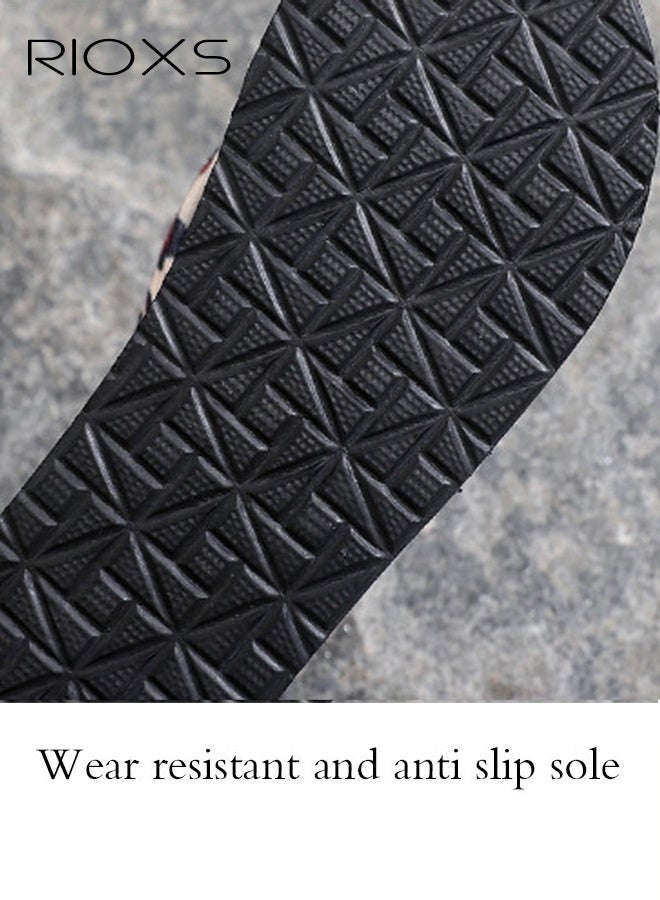 ريوكس فلوبس فليب النساء، صنادل مريحة غير عادية، أحذية ثونغ الشاطئ للنساء، 6.5 سم عالية المنصة فليب فلوب، السيدات الأزياء النعال الودج، غير زلاجات صنادل خفيفة الوزن لداخل الهواء الطلق، النمر البني فليب فلوب - Image 4