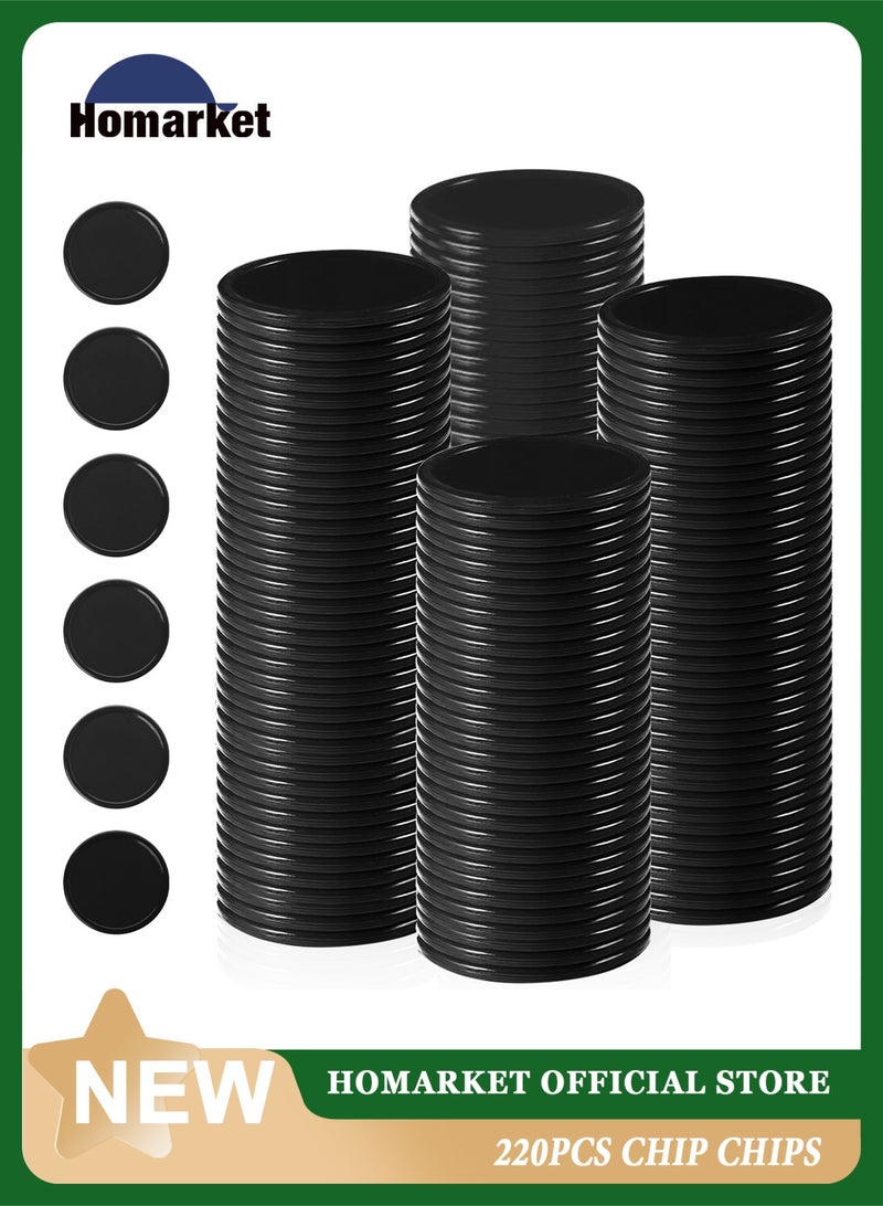 HomarKet 220 Pieces Plastic Poker Chips Learning Counters Disks Bingo Chip Counting Discs Markers for Math Practice and Poker Card Game Tokens, Teaching Rewards, 25 mm/ 1.0 Inches (Black) - Image 1