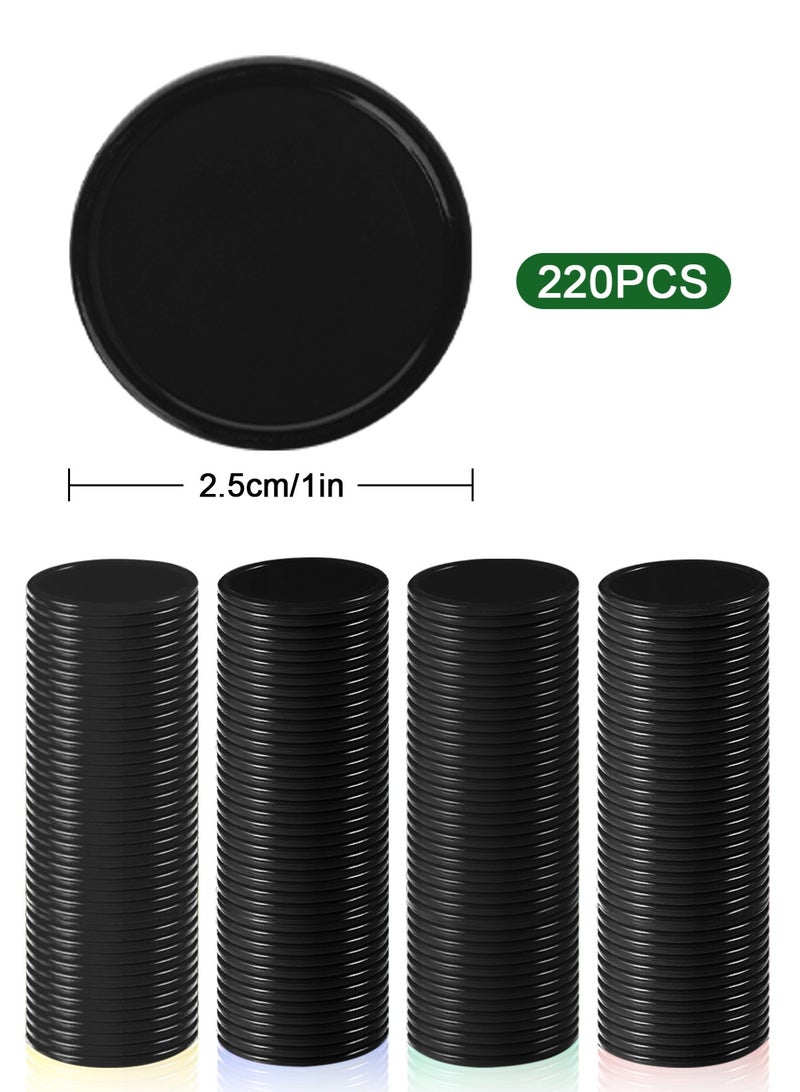 HomarKet 220 Pieces Plastic Poker Chips Learning Counters Disks Bingo Chip Counting Discs Markers for Math Practice and Poker Card Game Tokens, Teaching Rewards, 25 mm/ 1.0 Inches (Black) - Image 5