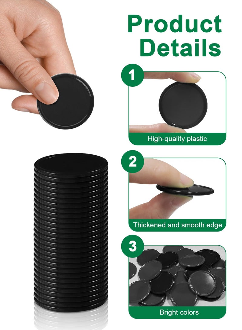 HomarKet 220 Pieces Plastic Poker Chips Learning Counters Disks Bingo Chip Counting Discs Markers for Math Practice and Poker Card Game Tokens, Teaching Rewards, 25 mm/ 1.0 Inches (Black) - Image 2