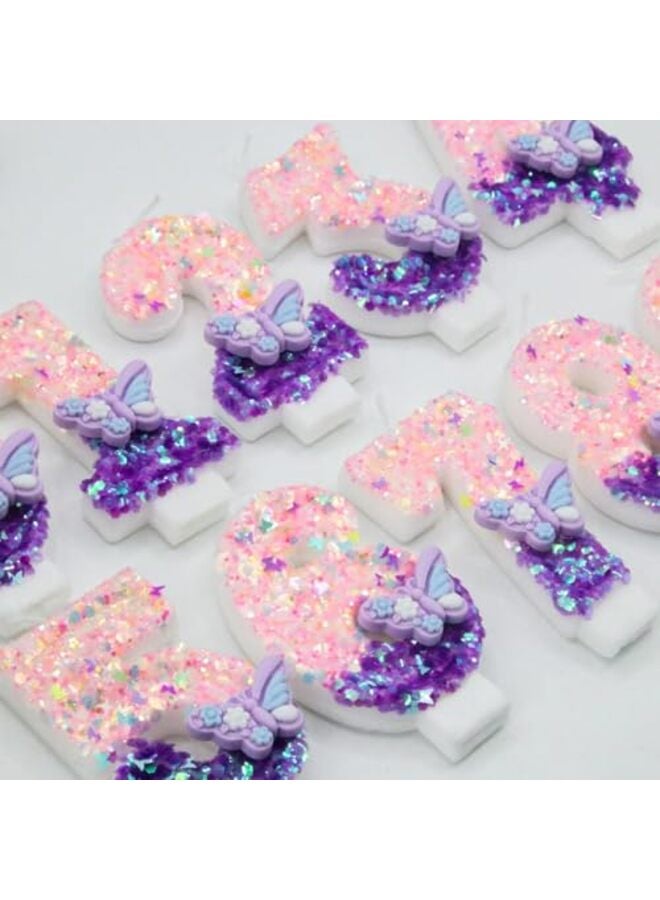 Number 6 Birthday Candles with Purple Butterfly & 12Pcs Rainbow Macaron Spiral Candles for Girls - Pink Sequins Birthday Candles for Cake, Candle Party Decorations - Image 5