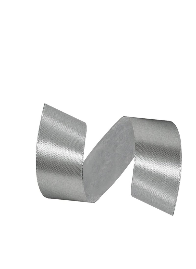 MARKQ - Silver Satin Ribbon 38mm x 25yd Fabric Polyester Ribbon for Gift Wrapping Party Favors Wedding Decorations Bow Making Bouquets Sewing Projects & Craft Supplies - Image 1