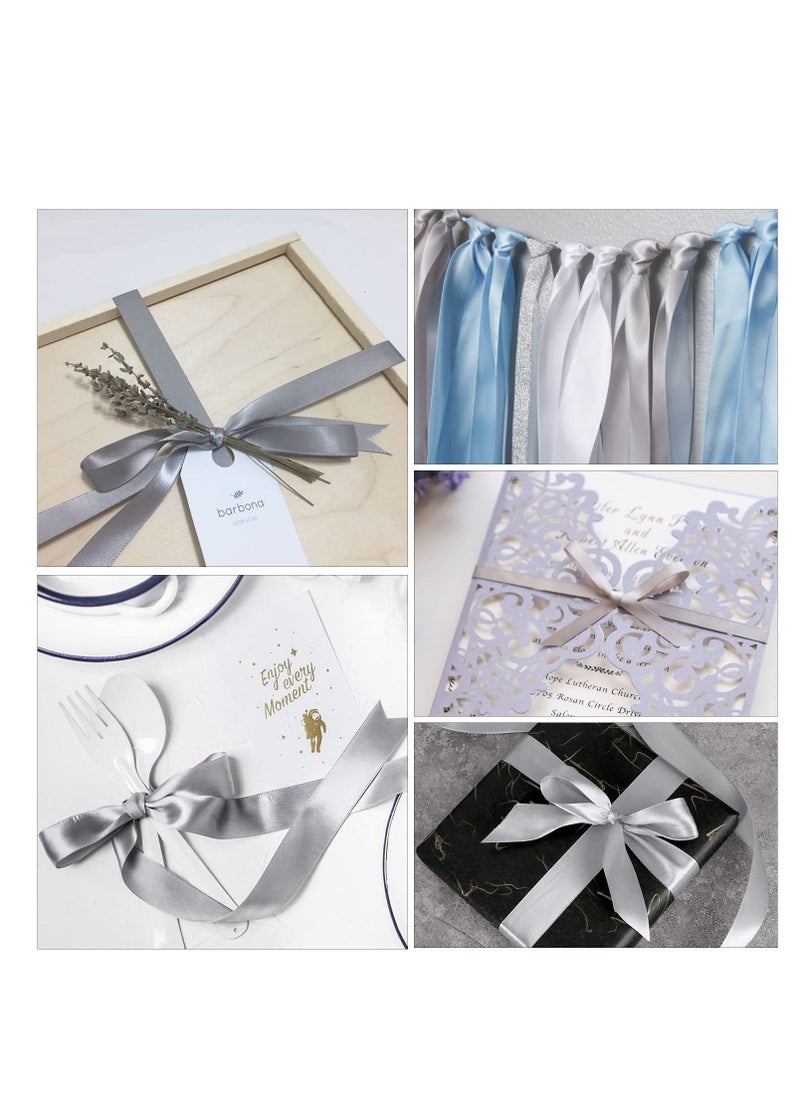 MARKQ - Silver Satin Ribbon 38mm x 25yd Fabric Polyester Ribbon for Gift Wrapping Party Favors Wedding Decorations Bow Making Bouquets Sewing Projects & Craft Supplies - Image 1