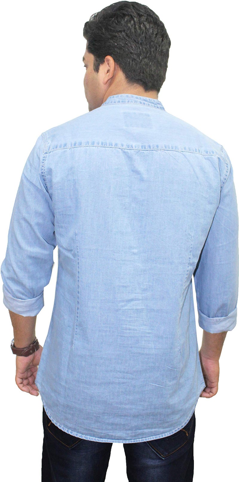Kuons Avenue Men's Tailored Fit Icewash Short Denim Kurta | Kurta Shirt for Men (KACLFS1169XXXL_Icewash_XXX-Large) - Image 2