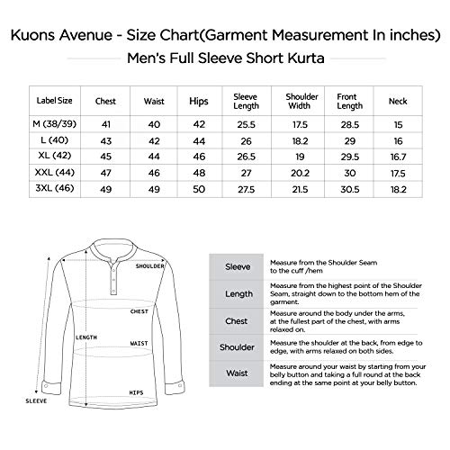 Kuons Avenue Men's Tailored Fit Icewash Short Denim Kurta | Kurta Shirt for Men (KACLFS1169XXXL_Icewash_XXX-Large) - Image 4