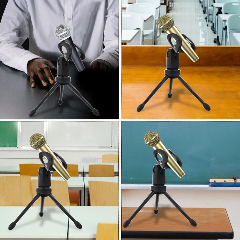 حامل ميكروفون عالمي ثلاثي القوائم مع قوس مثلث مضغوط أسود لحامل ميكروفون مكتبي - Image 5