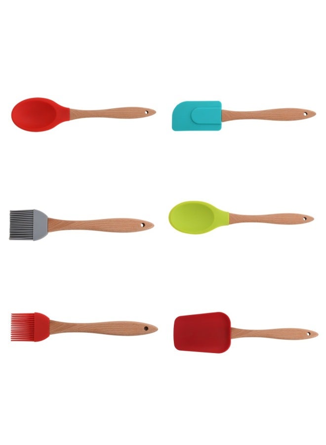 Wooden Handle Silicone Butter Scraping Cake Cream Spatula Flour Mixing Spoon Silicone Scraper Spatula Spatula Baking Tools-Specifications:Flat Head ScraPer (P Series)-Color:Random Delivery Support Customization