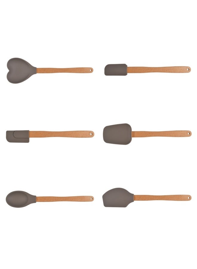 Wooden Handle Silicone Butter Scraping Cake Cream Spatula Flour Mixing Spoon Silicone Scraper Spatula Spatula Baking Tools-Specifications:Flat Head ScraPer (P Series)-Color:Random Delivery Support Customization