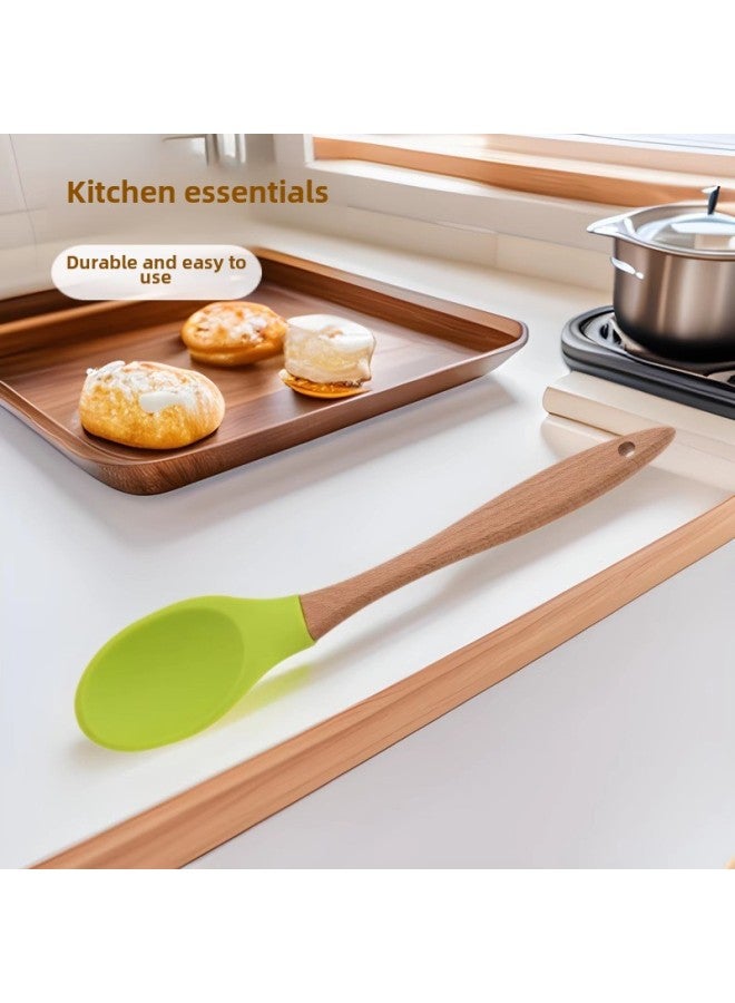 Wooden Handle Silicone Butter Scraping Cake Cream Spatula Flour Mixing Spoon Silicone Scraper Spatula Spatula Baking Tools-Specifications:Flat Head ScraPer (P Series)-Color:Random Delivery Support Customization