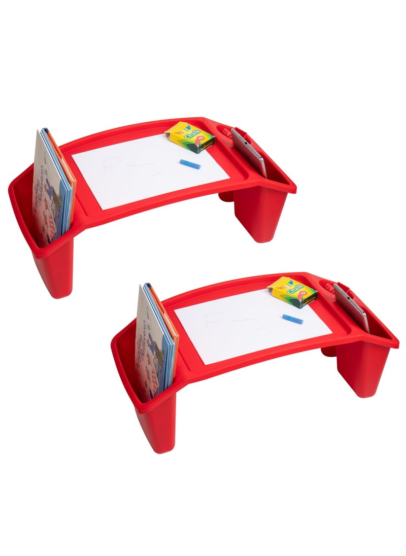 Mind Reader Mind Reader Kids Lap Desk Set of 2 Activity Tray Drawing Stackable Portable Plastic 2225 L x 1075 W x 85 H Red 