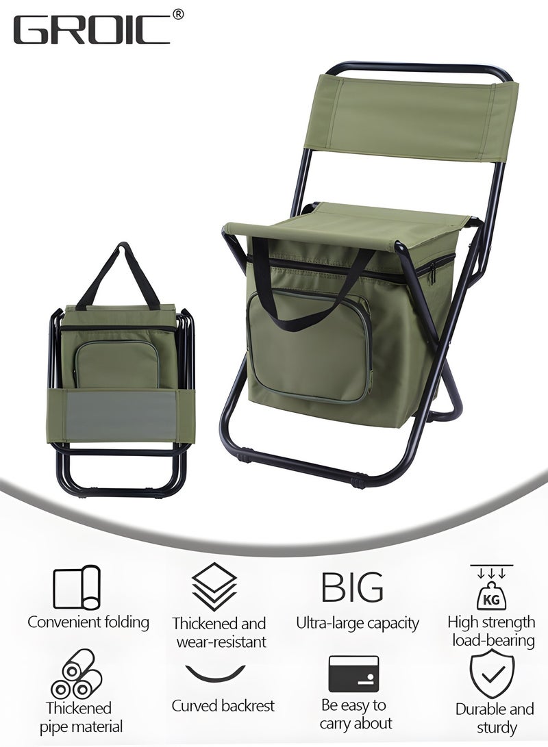 GROIC Backpack Cooler Chair Fishing Chairs with Backrest Folding Camping Stool,Fishing Stool Foldable Camping Chair - Image 3