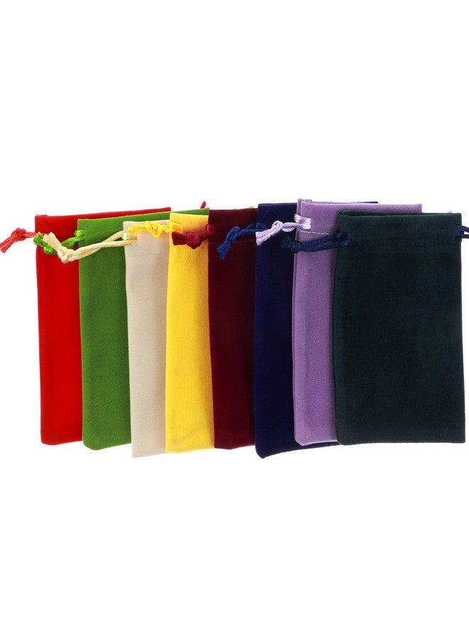 Shimmeroo 8 Pack Small Dice Bags,Flannel Small Drawstring Pouch Dices Pouch for RPG Dice Storage,Velvet Fabric Gift Bags for Jewelry,Crystal,Party Favors (8 Colors - Image 1