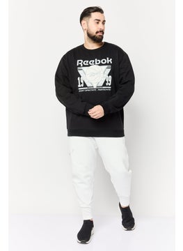 Reebok Men Sportswear Fit Long Sleeve Basketball Sweatshirt, Black  - Image 2