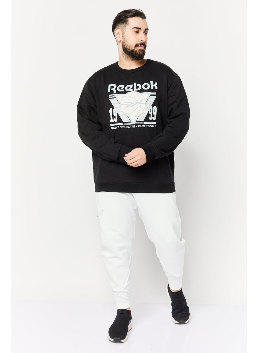Reebok Men Sportswear Fit Long Sleeve Basketball Sweatshirt, Black  - Image 2