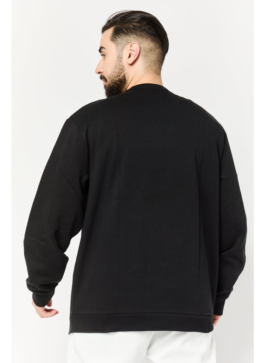 Reebok Men Sportswear Fit Long Sleeve Basketball Sweatshirt, Black  - Image 3