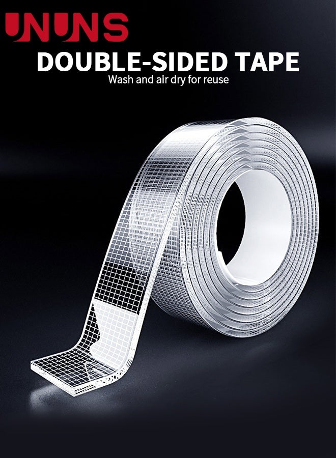 UNUNS 5M Double Sided Mesh Tape,3 Packs Super Sticky  Heavy Duty Nano Tape 2CM Wide,Double Sided Mounting Tape,Wall Tape,Clear Adhesive Tape for Poster Photo Wall Decor - Image 2