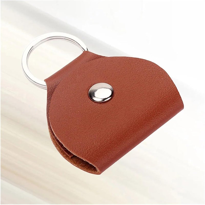 40 Pcs PU Guitar Pick Holder Bag Keychain Plectrum Case L901 Light Brown Durable Never Forget Picks - Image 5