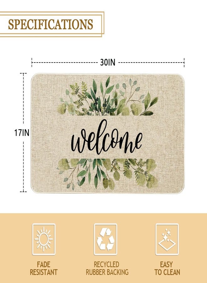 Roszwtit Spring Summer Door Mat 30 X 17 Inch Spring Eucalyptus Floral Welcome Doormat Indoor Outdoor Entrance Floor Mat Non Slip Spring Summer Decor Rubber Mats - Image 2