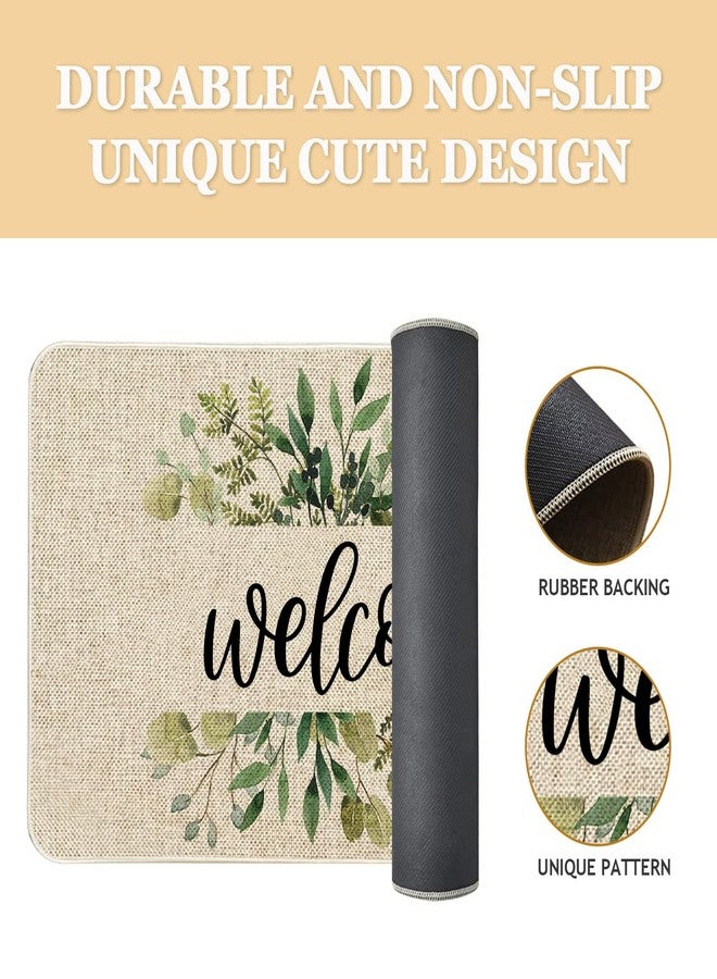 Roszwtit Spring Summer Door Mat 30 X 17 Inch Spring Eucalyptus Floral Welcome Doormat Indoor Outdoor Entrance Floor Mat Non Slip Spring Summer Decor Rubber Mats - Image 4
