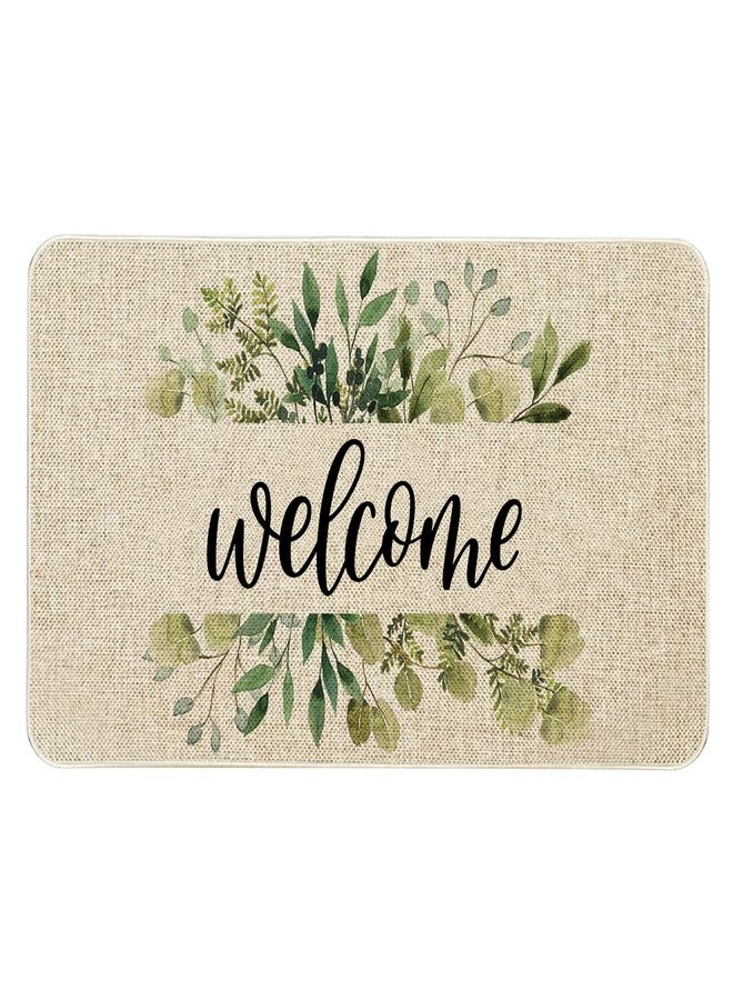 Roszwtit Spring Summer Door Mat 30 X 17 Inch Spring Eucalyptus Floral Welcome Doormat Indoor Outdoor Entrance Floor Mat Non Slip Spring Summer Decor Rubber Mats - Image 1