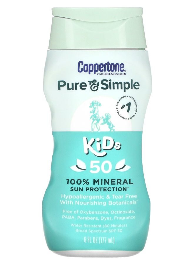 Pure & Simple Kids 100% Mineral Sun Protection SPF 50 6 fl oz (177 ml)