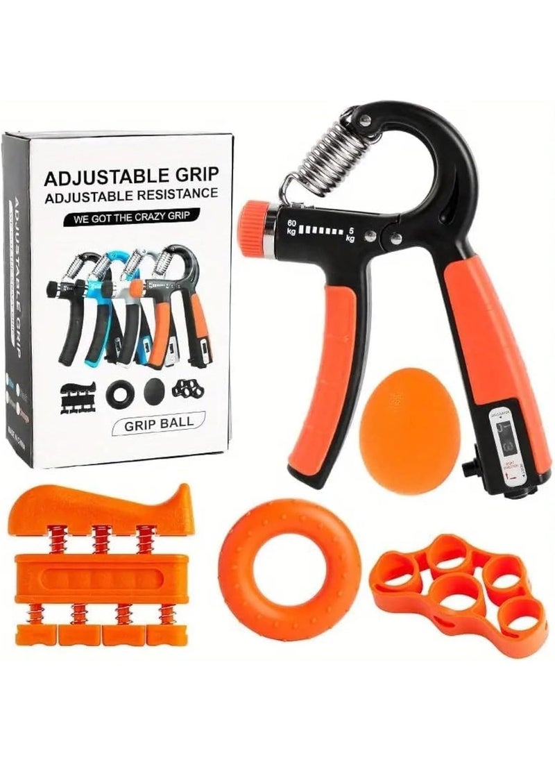 Adjustable Resistance Hand Grip Strengthener Set - Build Grip Strength with 5-Piece Exercise Kit Including Hand Gripper, Grip Ball, and Finger Strengthener - Image 2