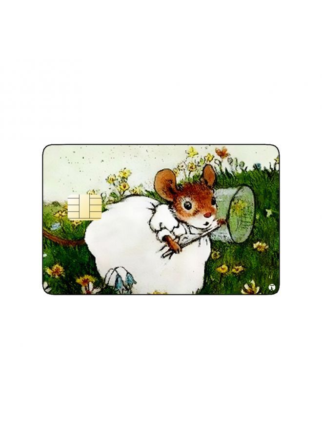 RKN PRINTED BANK CARD STICKER Cute Mouse Drawing In White Dress  - Image 2