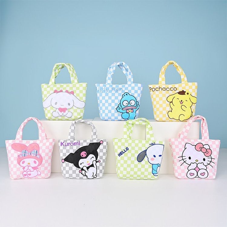 New Checkered Series Canvas Small Handbag, Fashionable Cloth Bag, Student Handbag, Small Handbag For Going Out To Work - Image 2