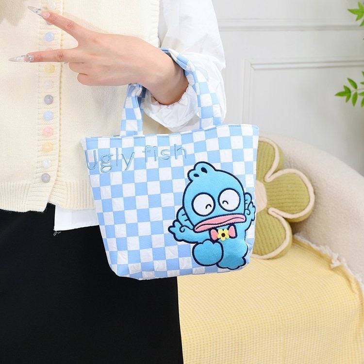 New Checkered Series Canvas Small Handbag, Fashionable Cloth Bag, Student Handbag, Small Handbag For Going Out To Work - Image 4