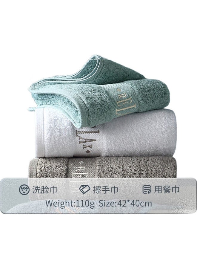 Canasin Kang'Erxin Hilton Hotel Pure Cotton Hand Towel Gift Box, Small Towels, All-Cotton, For Home Use, Three-Pack, White/Blue-Green/Elegant Blue - Image 2