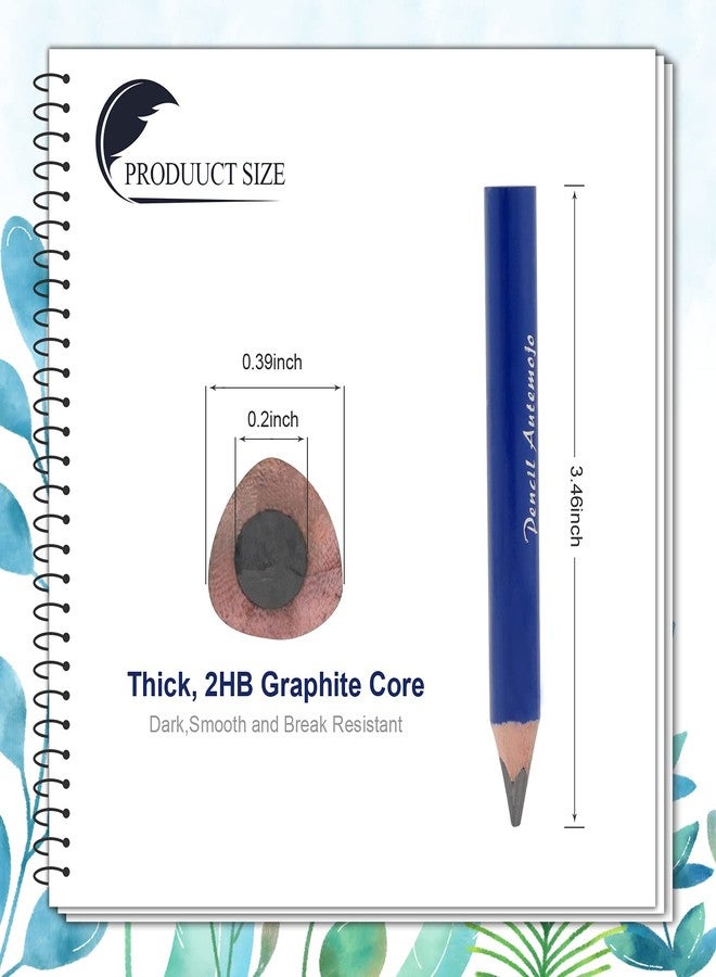 AUTEMOJO Suitable for 2-6 years old short triangle grip thick pencil 8 3.5-inch preschool children handwritten drawing mini wooden pencils (Dark blue, 5mm thick core) - Image 2