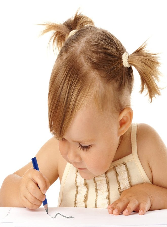 AUTEMOJO Suitable for 2-6 years old short triangle grip thick pencil 8 3.5-inch preschool children handwritten drawing mini wooden pencils (Dark blue, 5mm thick core) - Image 4