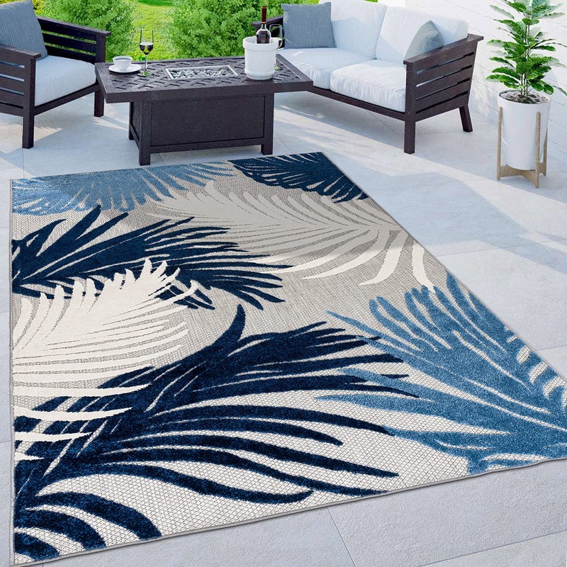 Rugshop Lucca Contemporary Floral IndoorOutdoor Area Rug 710 x 10 Navy