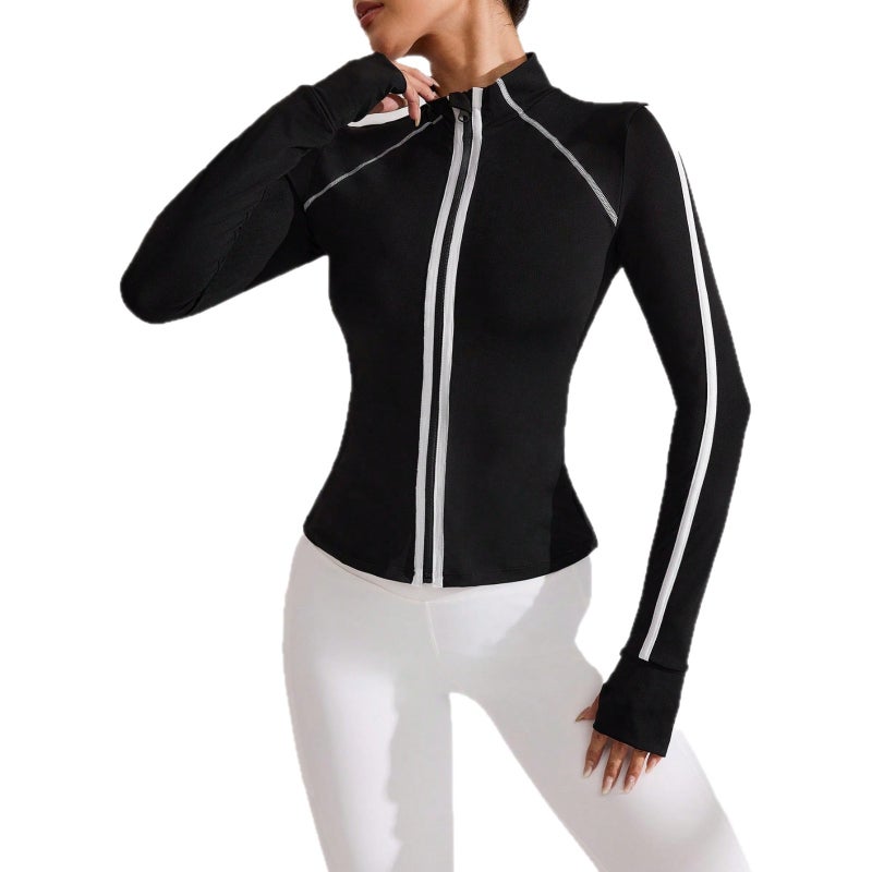 Women's Stand Collar Zip-Up Long Sleeve Yoga Jacket - Image 5