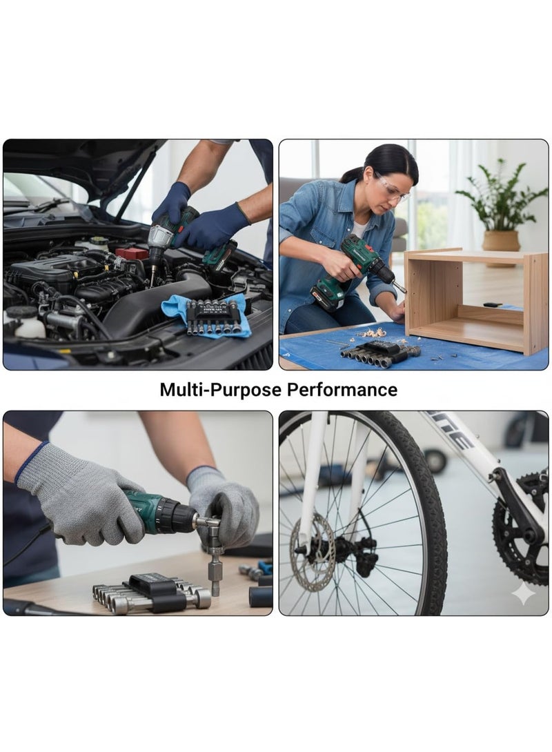 SPARK 14-Piece Nut Driver Bit Set (SAE & Metric) – 3/16"–7/16" and 5.5–12mm – Magnetic 1/4" Hex Shank Socket Set for Drill and Impact Driver – Chrome Vanadium Steel - Image 5