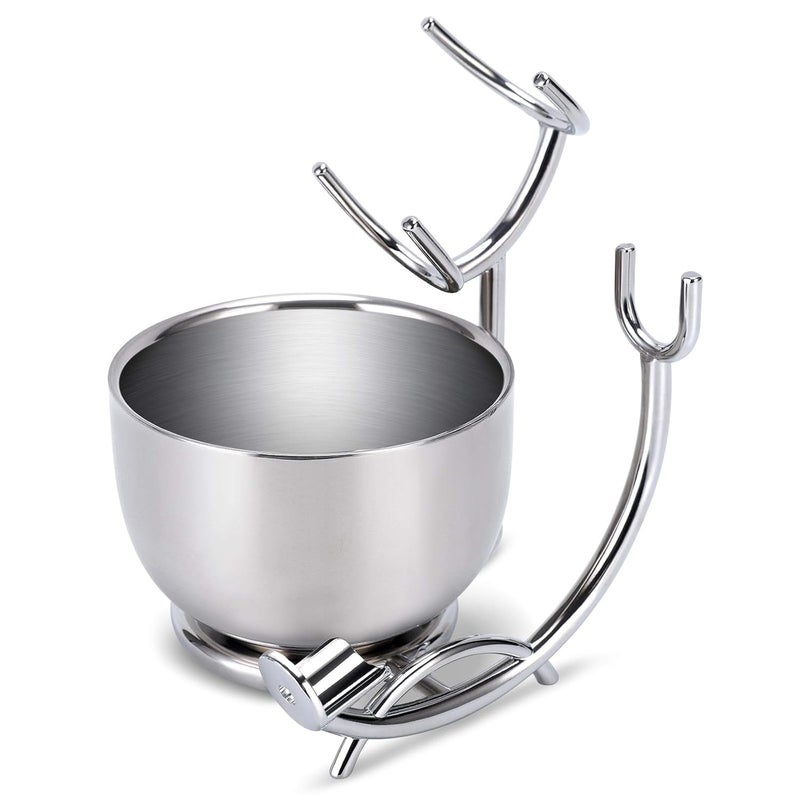 Shaving Stand and Double Stainless Steel Design Shave Soap Bowl  Forms Thick and Foamy Lather QuicklyUnbreakable and Rust Resistant for Smooth Wet Shaving