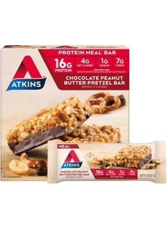 Atkins , Chocolate Peanut Butter Pretzel Bar, 5 Bars, 1.69 Oz (48 G) Each  - Image 1
