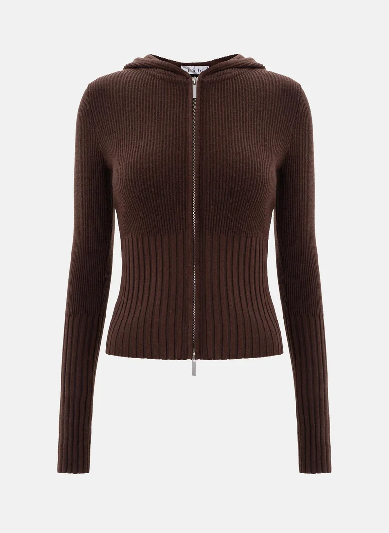 Lichi  Rib-knit cardigan with zip fastening for Women | Best Price UAE
