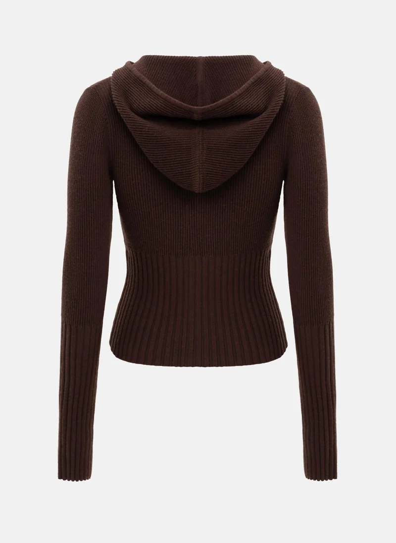 Lichi  Rib-knit cardigan with zip fastening for Women | Best Price UAE