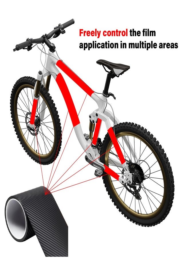 CNCLOL CNC Bike Frame Protection Tape,Bicycle Frame Protector Sticker-Frame Protection Paint Film 3m(4”x118”), Carbon Fiber Pattern Bike Frame Guard Wrap for Mountain Bike/Gravel/MTB/Road Bike etc.Black-3k - Image 2