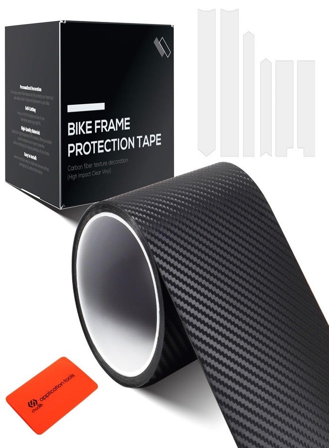 CNCLOL CNC Bike Frame Protection Tape,Bicycle Frame Protector Sticker-Frame Protection Paint Film 3m(4”x118”), Carbon Fiber Pattern Bike Frame Guard Wrap for Mountain Bike/Gravel/MTB/Road Bike etc.Black-3k - Image 1
