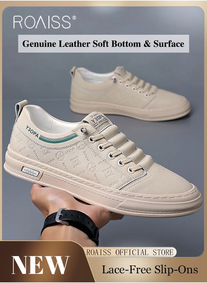 roaiss - Men Leather Slip On Business Casual Loafers Soft Suede Men Shoes Men Slip Ons without Laces Easy to Wear Lazy Shoes Non Slip - Image 1