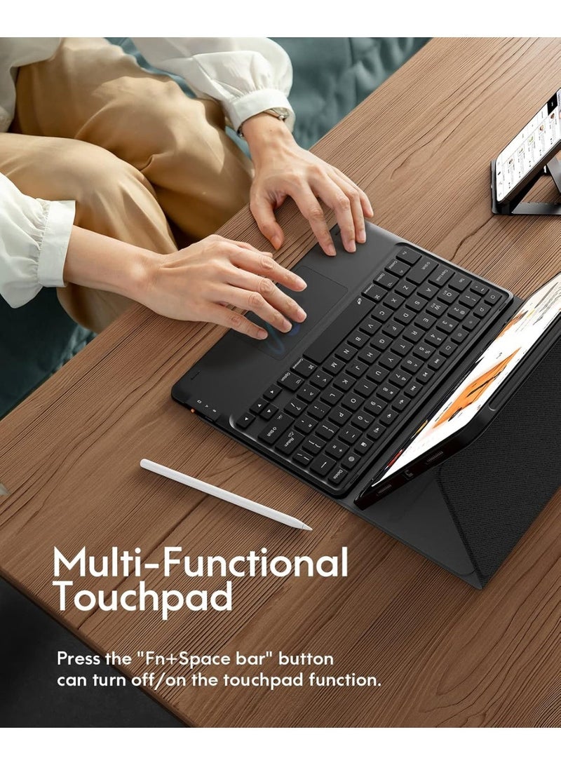 Arabic/English Keyboard Case for iPad Air 11 Inch M3/M2 (2025/2024), iPad Pro 11 Inch (4th/3rd/2nd/1st Gen) & iPad Air 5th/4th Gen, With Pencil, 7-Color Backlight, Multi-Touch Trackpad, 2 Wireless Channels,  Black - Image 3