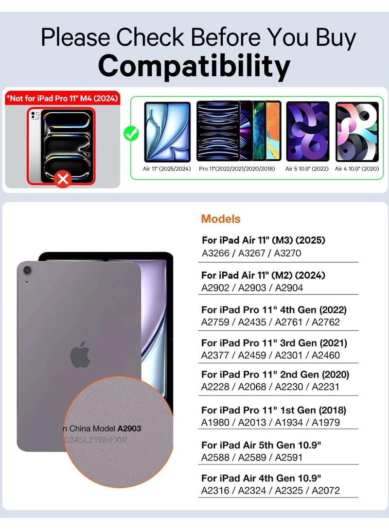 Arabic/English Keyboard Case for iPad Air 11 Inch M3/M2 (2025/2024), iPad Pro 11 Inch (4th/3rd/2nd/1st Gen) & iPad Air 5th/4th Gen, With Pencil, 7-Color Backlight, Multi-Touch Trackpad, 2 Wireless Channels,  Black - Image 2