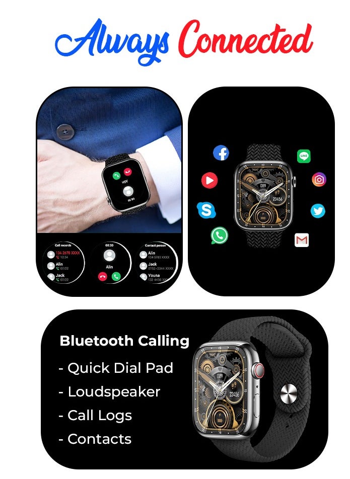 glassology Smart Watch 45mm Amoled Display 5ATM Water Resistant 16 Days Battery Life GPS Sport Mode, Heart Rate Monitor, Full Scale Fitness Tracking Black  - Image 2