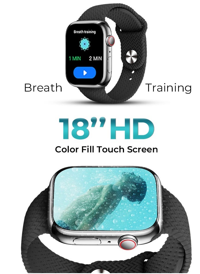 glassology Smart Watch 45mm Amoled Display 5ATM Water Resistant 16 Days Battery Life GPS Sport Mode, Heart Rate Monitor, Full Scale Fitness Tracking Black  - Image 3