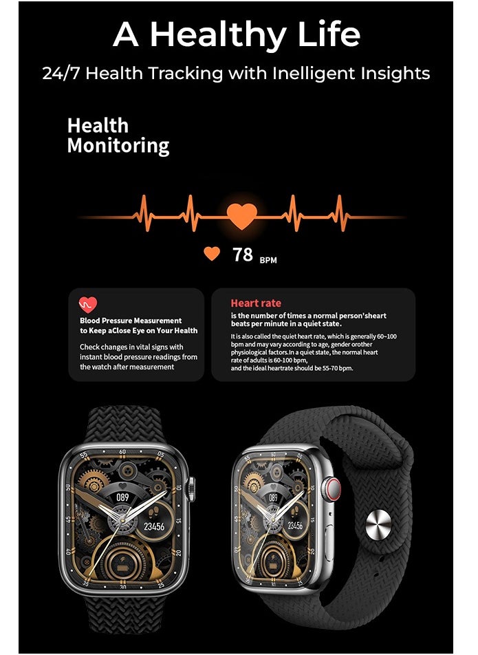 glassology Smart Watch 45mm Amoled Display 5ATM Water Resistant 16 Days Battery Life GPS Sport Mode, Heart Rate Monitor, Full Scale Fitness Tracking Black  - Image 5